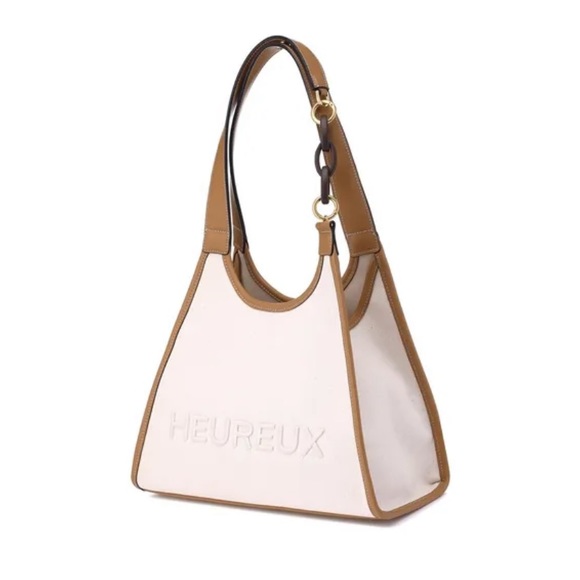 W Concept Handbags - Heureux Canvas Tote Bag Faux Leather